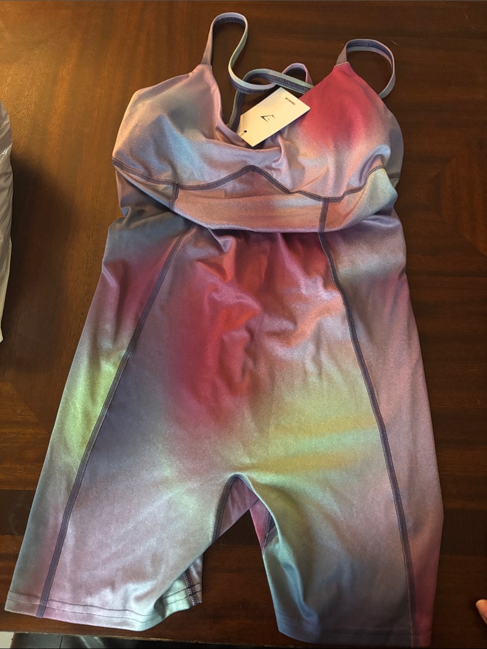 Women’s Gymshark Iridescent Rainbow (purple) Strappy All In One Body Fit